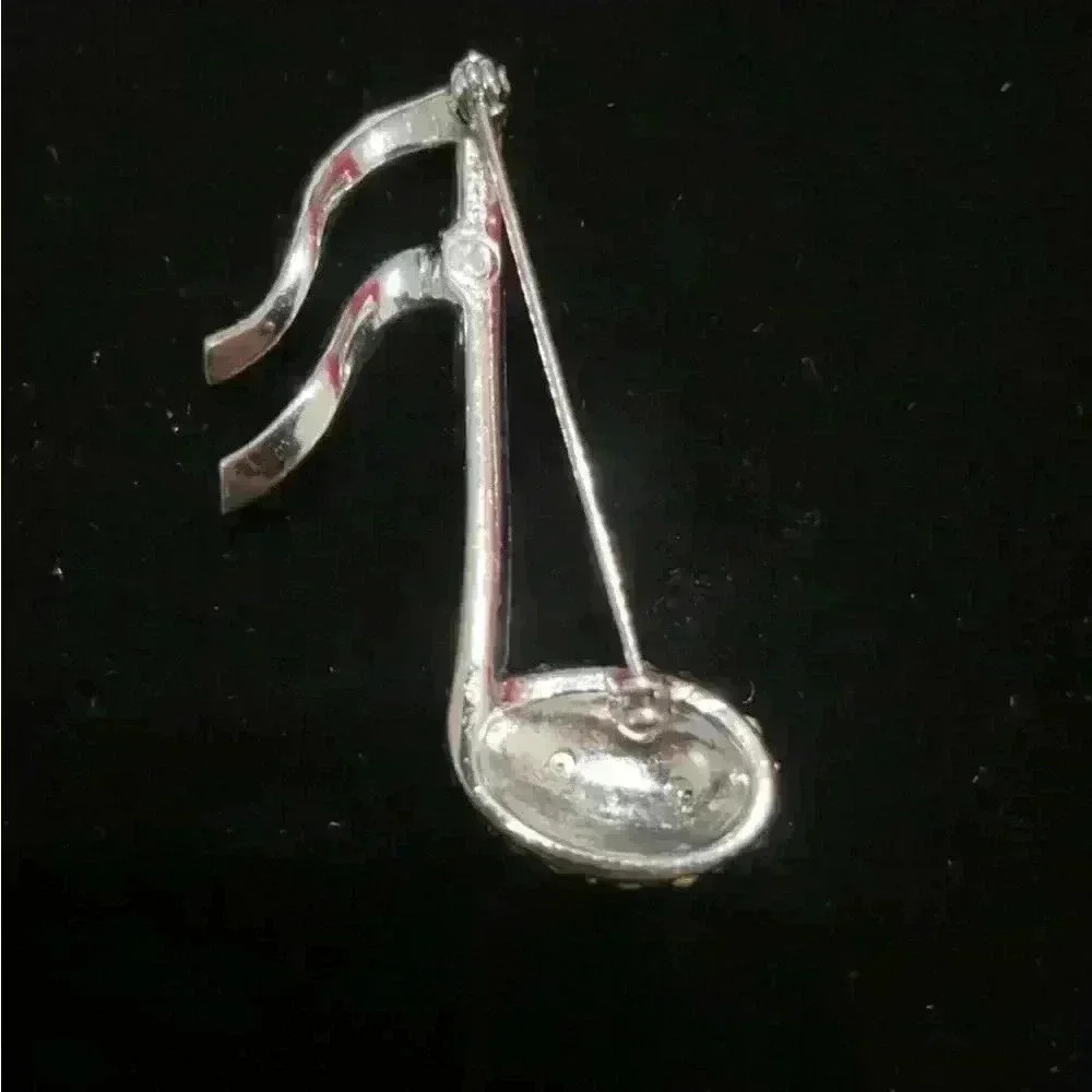 Pell Music Note Rhinestone Brooch - Picture 2 of 2